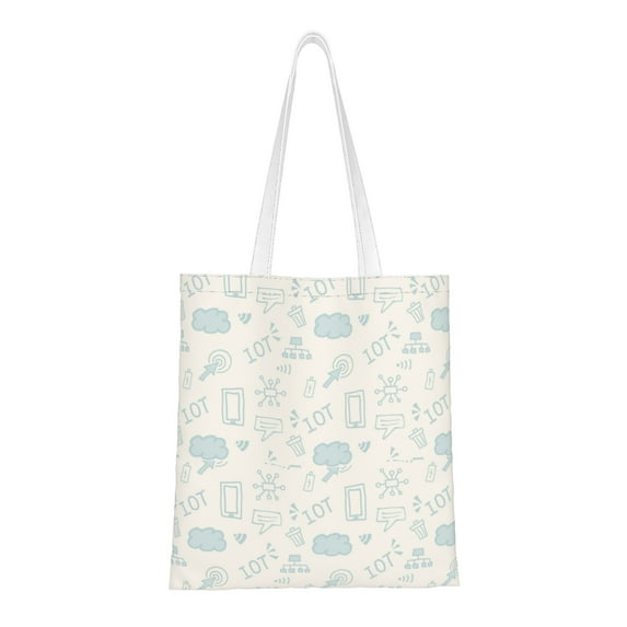 DouZhe Reusable Grocery Bags, Funny Internet Doodles Lightweight Polyester Canvas Cloth Tote Bag for Travle Gym Shopping School, 15" x 16"