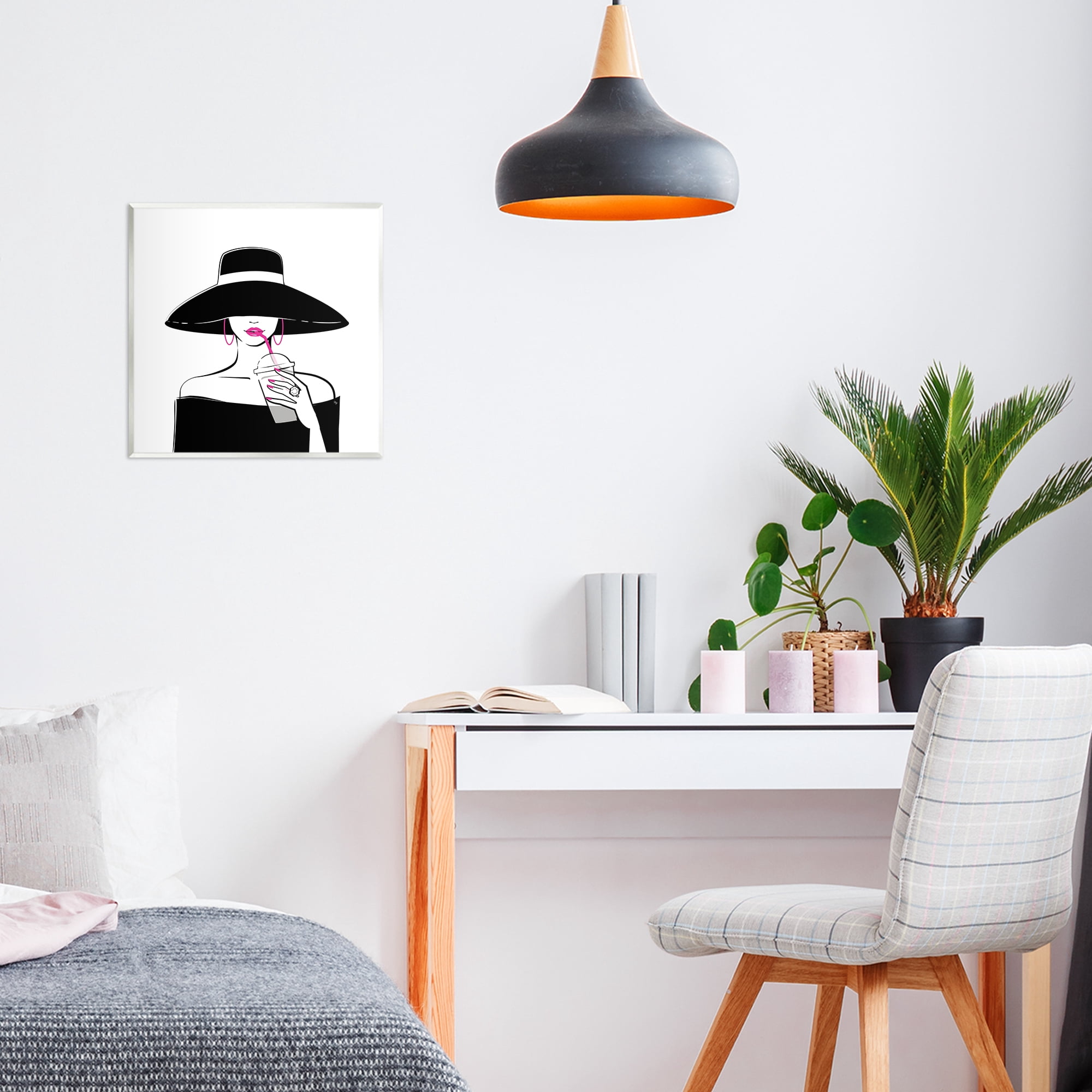 Stupell Industries Chic Black Hat Sipping Coffee Wall Plaque Art, design by Martina Pavlova