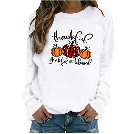 

Honeeladyy Clearance under 5$ Thanksgiving Fashion Women s Casual Long Sleeve O-Neck Printed Ladies Sweatshirts Tops