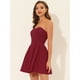 thumbnail image 3 of Fiesde las mujeres sin tirantes con cremalleexpuessólido mini vestido de tubo acampanado Vino Rojo S, 3 of 4