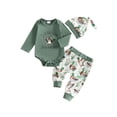 thumbnail image 2 of Baby Boy Fall Outfits Long Sleeve Romper with Duck Print Pants Hat Set, 2 of 9