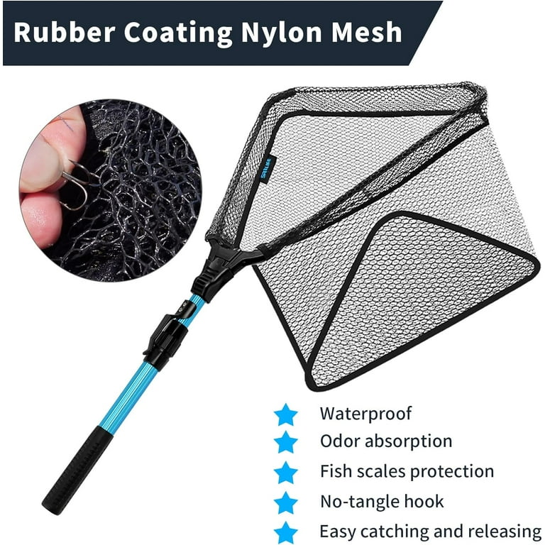 SAN LIKE Fishing Net Fish Landing Nets Collapsible Fishing Nets Telescopic  Fly Nets Sturdy Pole Handle for Saltwater Freshwater Extending to