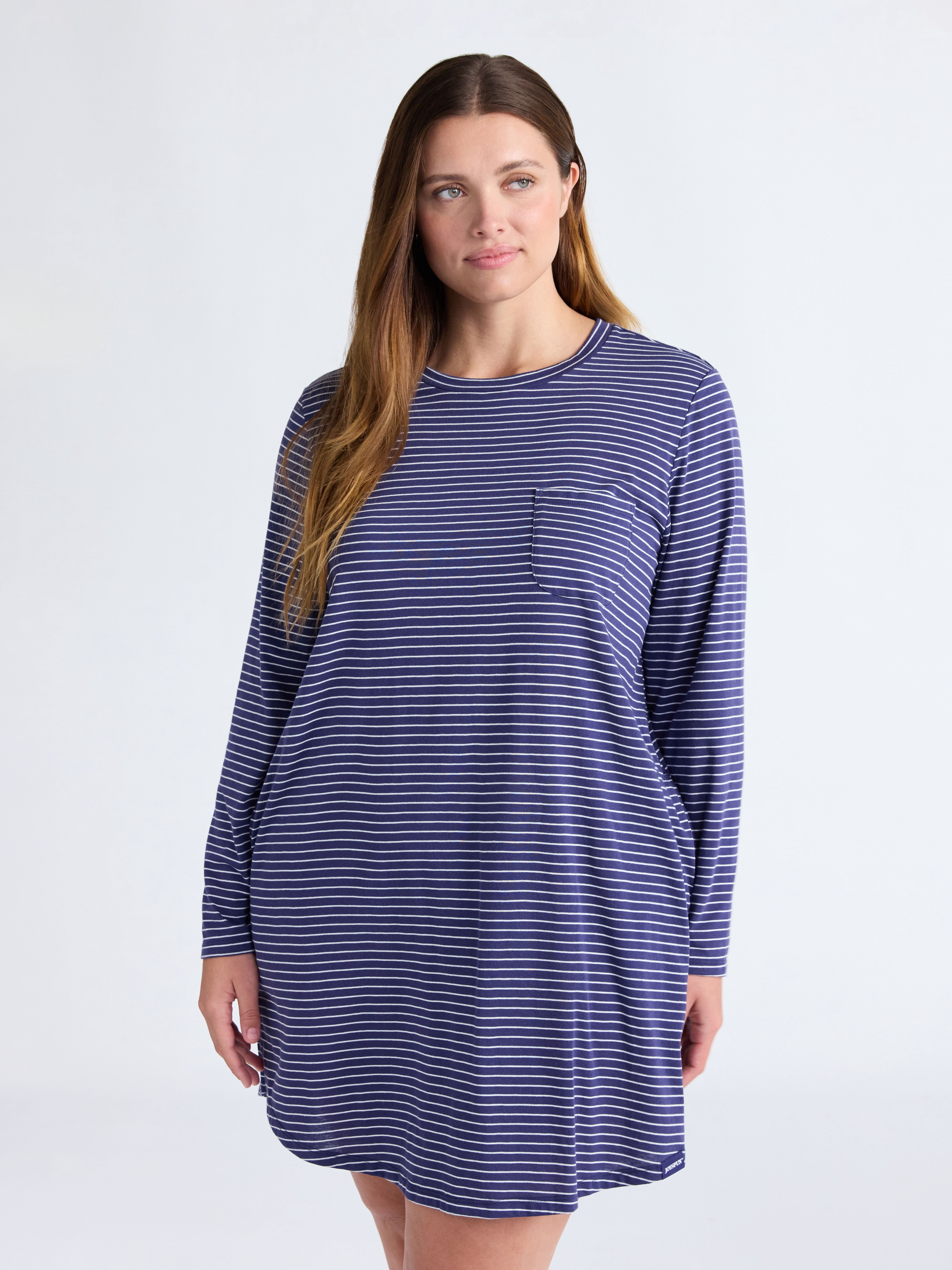 Joyspun Women’s Cotton-Blend Jersey Sleepshirt with Long Sleeves, Sizes XS-3X