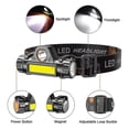 thumbnail image 2 of Linterna frontal LED, linterna frontal recargable de 300 lúmenes, 2 piezas con cable USB, 2 of 2