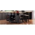 thumbnail image 4 of K&K 53" Kitchen Island with 2 Bar Stools - Black, 4 of 8