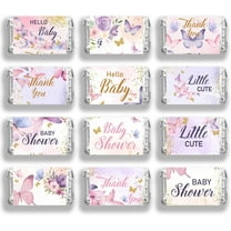 Leaf Paper Self Adhesive Mini Candy Bar Wrappers Baby Shower Candy Lable Stickers for Baby Boys Girls Shower Decor Butterfly 116x140mm