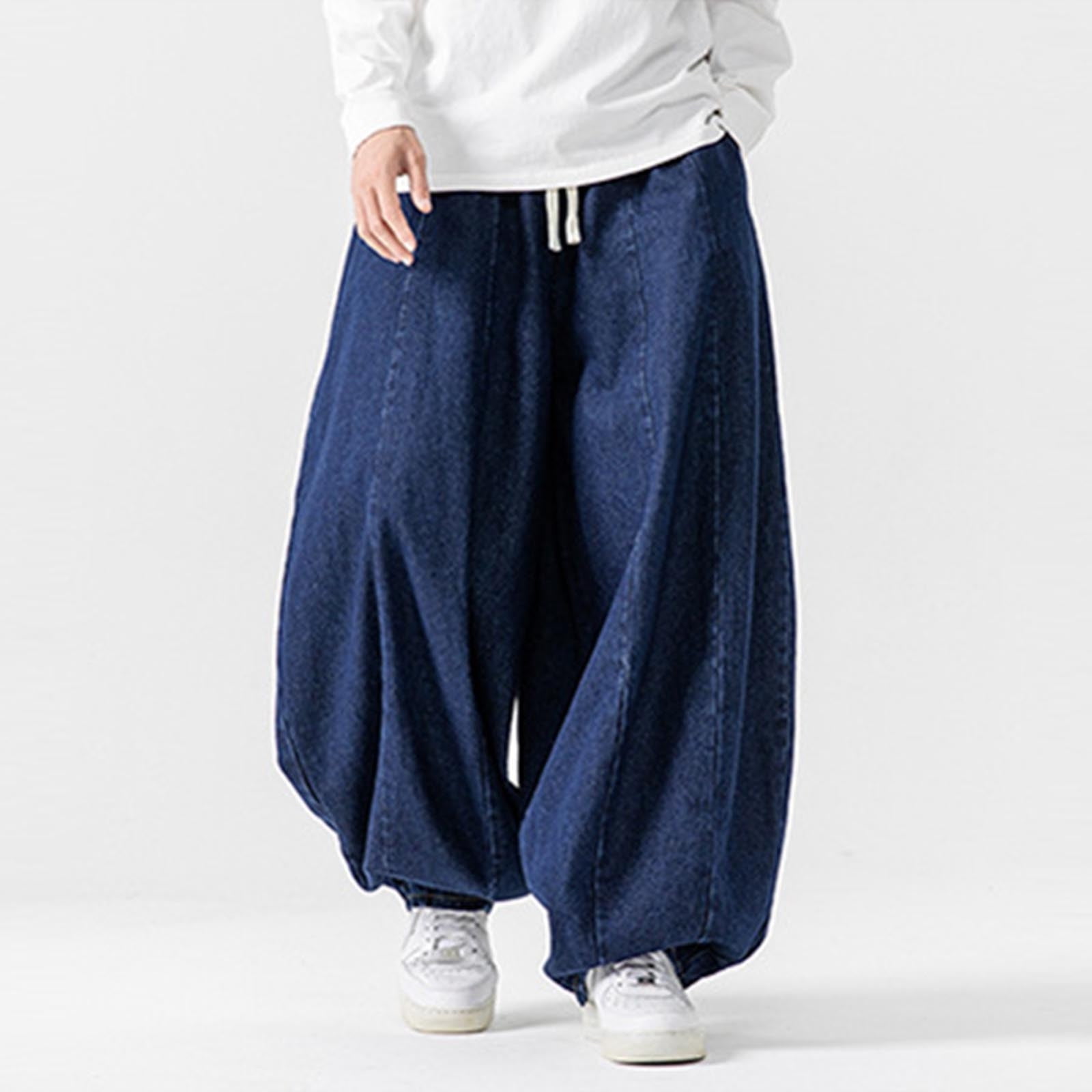CHEEREAM Baggy Jeans for Men Wide Leg Hip Hop Jean Stylish Loose