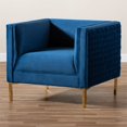 thumbnail image 4 of Baxton Studio Seraphin Fauteuil en Velours Bleu Marine Finition Or, 4 of 9