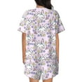 thumbnail image 3 of Bingfone Purple Rabbit Print Pajamas Sets for Women Soft Short-Sleeved Pjs with Lounge Shorts Two Piece Sleepwear, 3 of 8
