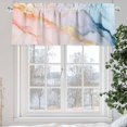 thumbnail image 5 of Gold Striped Valances for Windows, 60 x 18in, Marble Blue Pink Gradient Stripes Rod Pocket Kitchen Valance Curtain Light Filtering Window Treatments for Living Room Bedroom, 1 Panel, 5 of 7