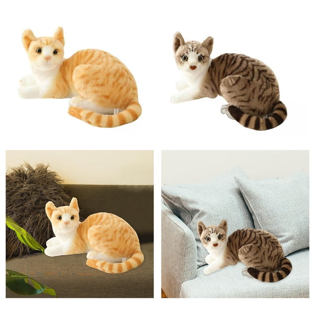 2x Simulación Gatos Siameses Animal Felpa Acolchado Relleno Para Juguete De Cumpleaños Salvador Juguetes de peluche