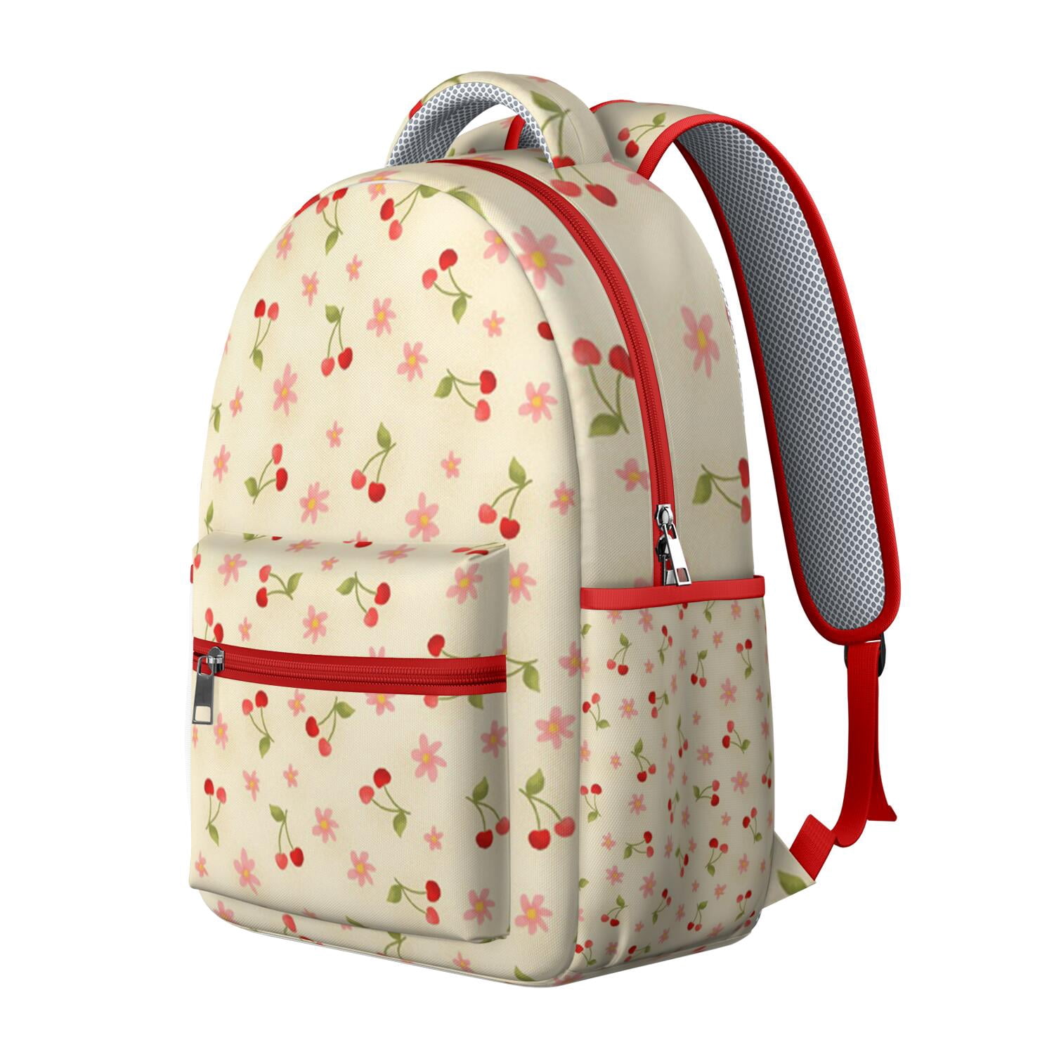 Sweet Cherry Pattern Lightweight Daypack - Waterproof Bookbag with Padded Back & Organized Storage for School, Work, or Daily Use