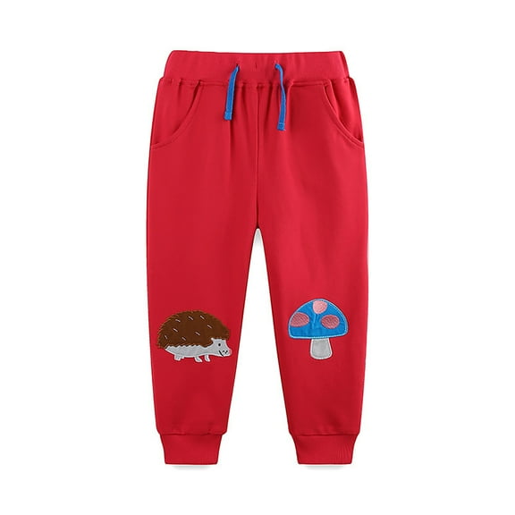 Girls Sweatpants Toddler Cartoon Embroidered Drawstring Trousers Sports Casual Comfy Ankle Sweat Pants Size 3-4 Y
