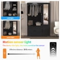 thumbnail image 6 of UZUGUL Black 3-Door Wardrobe Farmhouse Built-in Mirror USB Sensor Light 2 Drawers, 6 of 7