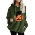 thumbnail image 2 of Wowcloth Women's Letter Print Drawstring Pocket Long Sleeve Hooded Sweatshirt Top - Double-Sided Fleece Plush for Cozy Casual Wear, Fall Winter Fashion, 2 of 4