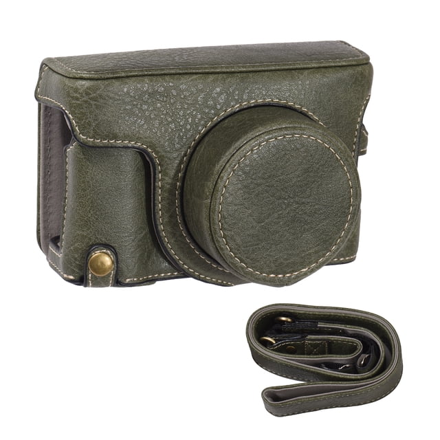 Estuche para cámara portátil Bolso de transporte para cámara de cuero sintético con correa para el hombro