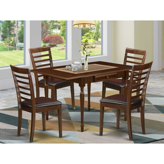 East West Furniture Dining Room Set Mahogany, MZML5-MAH-LC