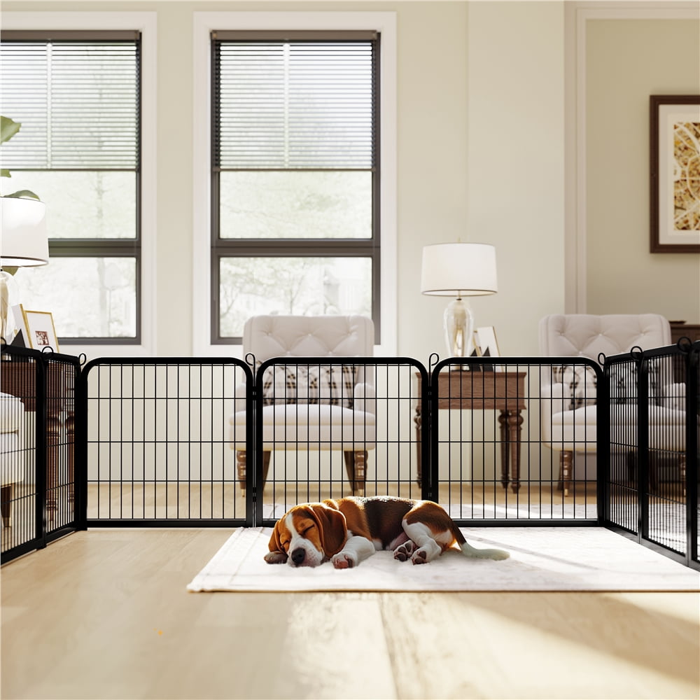 Yaheetech 24.2″ Tall 8 Panels Metal Dog Playpen for Exercise Outdoor Indoor Fence, Black