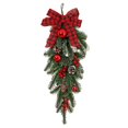 thumbnail image 2 of Christmas Teardrop Swag for Front Door - 21.6 Inch Artificial Pine Garland with Pinecones, Red Berries Christmas Balls,Festive Indoor Outdoor Decor for Door,Wall, Staircase Holiday Home Decorations, 2 of 7