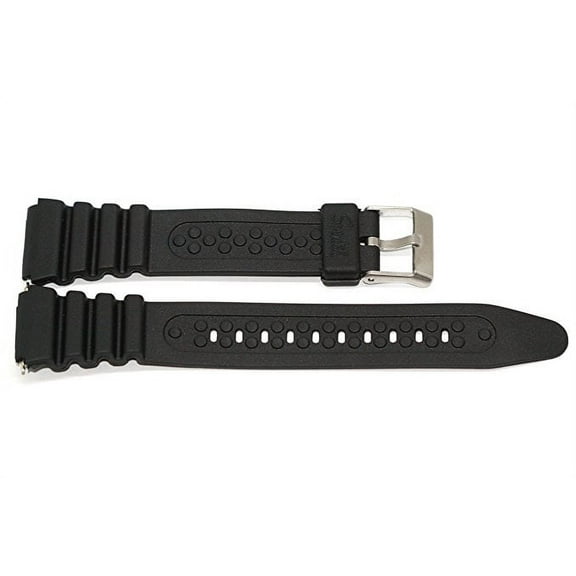 Speidel 19mm Rubber Stainless Steel Buckle Watch Band, Black