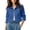Dark Blue, variant on Women Denim Jacket Button Down Collared Long Sleeve Solid Casual Trendy Comfy Vacation Beach Holiday Party Loose British Style Cropped Jacket, Red S