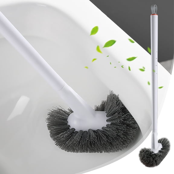 Toilet Brush with Long Handle and Non-Scratch Plastic Bristles, Compact Bathroom Cleaner Kit with Wall-Mountable Design for Easy Storage and Deep Bowl Cleaning