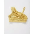 thumbnail image 4 of Alvivi Girls Gymnastic Ballet Dance Outfits Sequin Asymmetrical Shoulder Ruffle Crop Top with Shorts Set Metallic Gold 10, 4 of 7