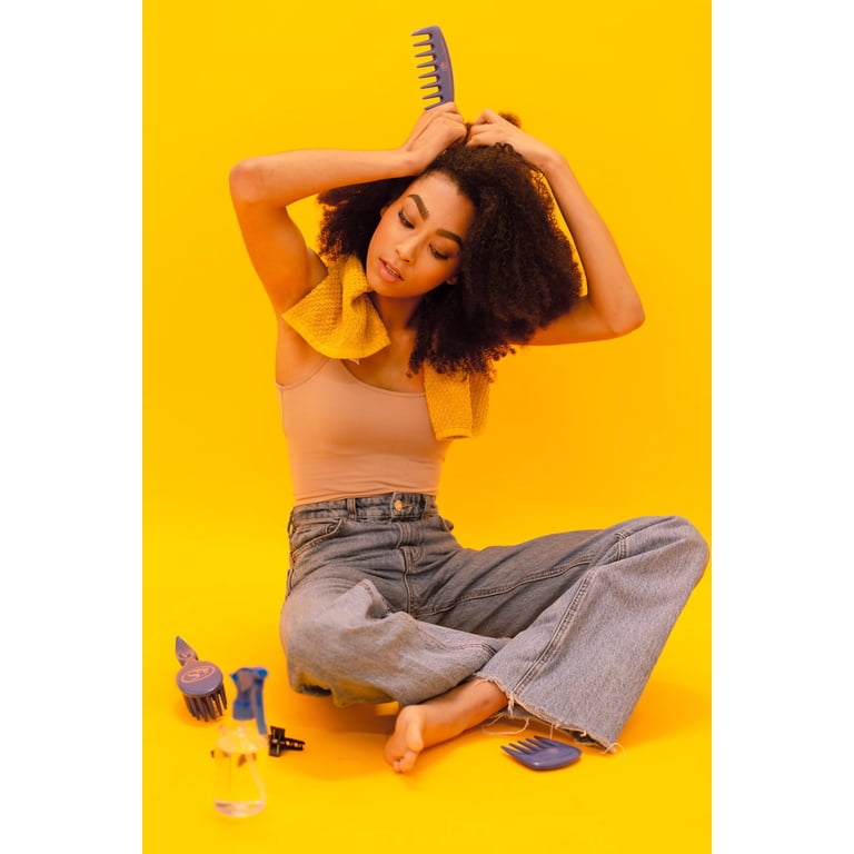 KAZMALEJE Wide Tooth Hair Comb Cobalt for Detangling Curly Wigs