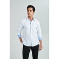 thumbnail image 2 of HISDERN Mens Dress Shirts White Long Sleeve Button Down Shirt with Color Contrast Business Regular Fit, 2 of 9