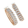 thumbnail image 4 of Elegant 0.02 Carat Natural Diamond Accent Hoop Earrings In 14K Rose Gold Plated, 4 of 6