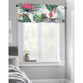 thumbnail image 4 of Kitchen Cafe Valance Curtain for Small Windows,Tropical Watercolor Pink Flamingo Green Palm Leaf Zebra Animal Rod Pocket Valances White Window Treatment Panel for Living Room/Bedroom/Bathroom,42x18in, 4 of 9