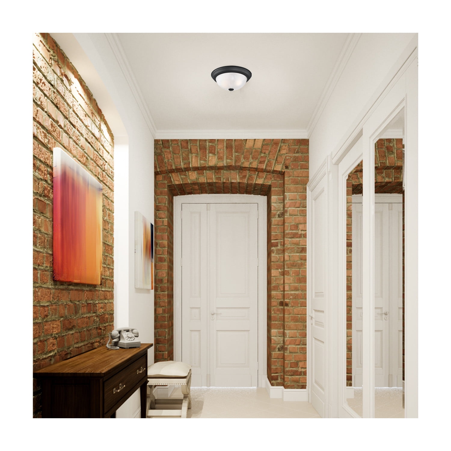 Design House WM158825 Traditional 2 Pack 2-Light Indoor Dimmable Ceiling Light with Alabaster Glass for Bedroom Hallway Kitchen Dining Room, Matte Black