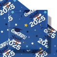 thumbnail image 2 of RUSPEPA Blue Graduation Wrapping Paper Roll 2025, Gift Wrap with Trencher Cap and Congrats Grad for High School and College Graduation, Mini Roll, 17 Inches x 16.4 Feet, 2 of 7
