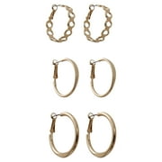 Time And Tru Trio Gold Tone Hoop Earring Set