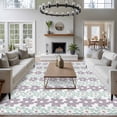 thumbnail image 3 of Teal Purple Floral Area Rugs 5'x7', Washable Small Throw Rugs for Laundry Room Playroom, Modern Abstract Art Spring Flowers Indoor Outdoor Rug Non-Slip Low Pile Carpet Runner Reversible Floor Mats, 3 of 8