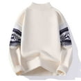 thumbnail image 6 of Christmas Sweater for Men Long Sleeve Mock Quarter Zip Cable Knit Pullover Tops White M, 6 of 9