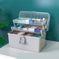 thumbnail image 4 of Caja de medicinas Caja de pastillas Cajas organizadoras de medicinas de primeros auxilios con asa Estuche de almacenamiento de cosméticos Emergencia para coche Hogar Escuela Viajes Gris Inevent HA012684-03, 4 of 7