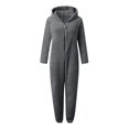 thumbnail image 5 of Iaqnaocc Girls Pajamas Jumpsuit Fuzzy Fleece Hooded Rompers Furry Warm Onesie Size 7 Pajamas Soft Cute Bear Zipper Up Sleepwear Dark Gray 7-8Years, 5 of 5