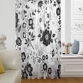thumbnail image 6 of Vintage Flowers Sheer Curtains 45 Inches Long, Black White Farmhouse Floral Plants Light Filering Curtains, Breathable Simi Curtain Privacy Drapes for Kitchen Bathroom Small Window Treatment, 6 of 9
