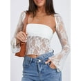 thumbnail image 4 of Women Sexy See Through Strapless Bandeau Vest and Long Sleeve Cover Up Lace Clothes Party Clubwear, 4 of 10
