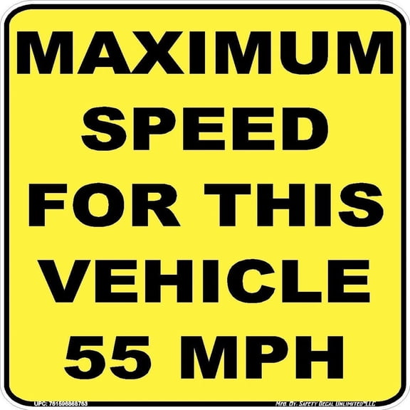 Vehicle Maximum Speed 55mph Yellow/Black Caution Bus Dump Truck Rental Car GPS Monitored Label Sticker Decal Made in USA 6"x 6"