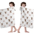 thumbnail image 4 of White Highland Cow Flower Pattern Hooded Bath Towel，60"x35" for Ages 3 To 12 Kids, Quick Dry Lightweight Soft Microfiber Hood Beach Towel Cover Up for Kids, 4 of 7