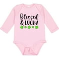 thumbnail image 3 of Inktastic Blessed and Lucky 4 Leaf Clovers St. Patrick's Day Boys or Girls Long Sleeve Baby Bodysuit, 3 of 5