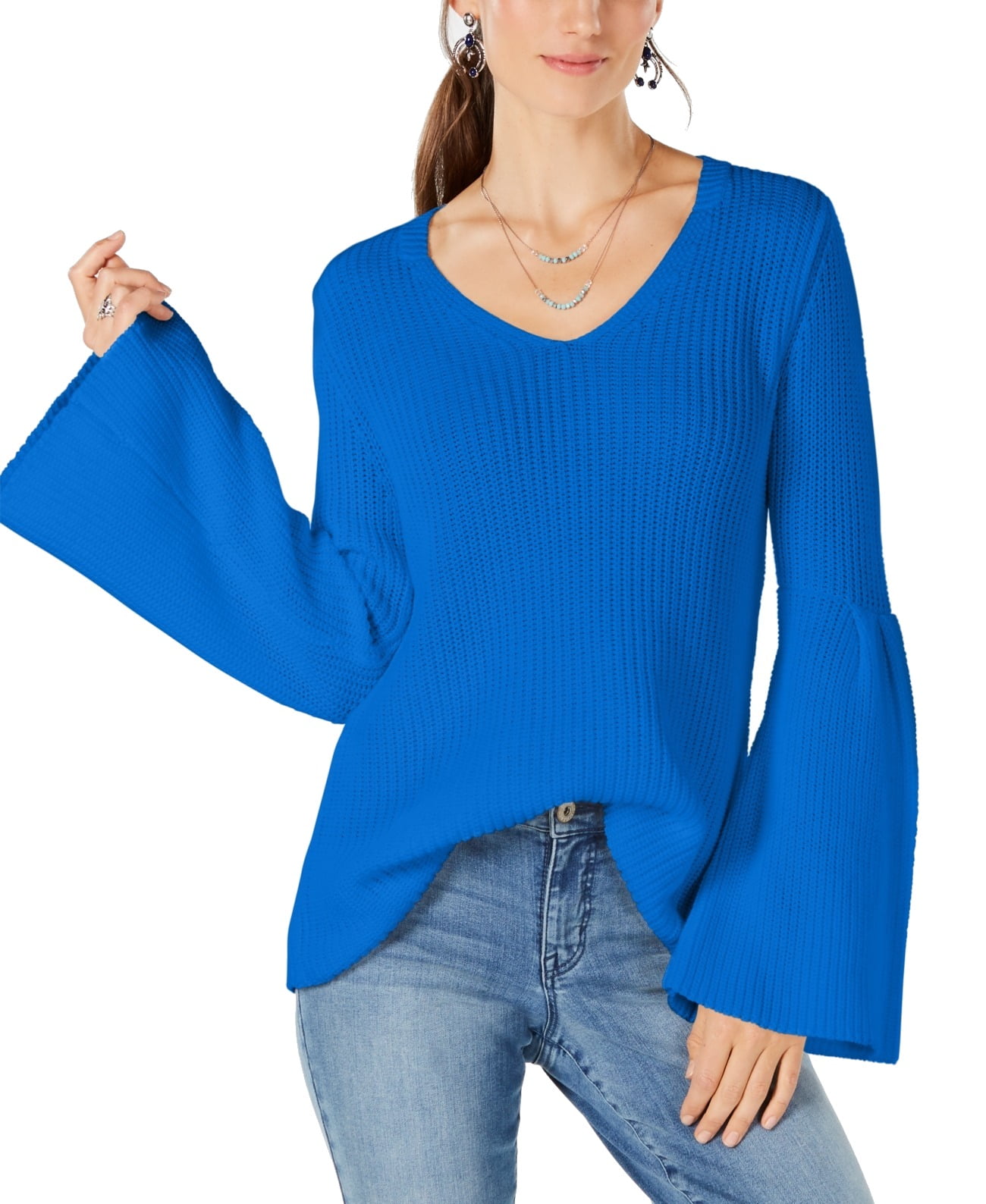 Style & Co. Women's Sweater Medium VNeck Bell Sleeve 59 M Walmart