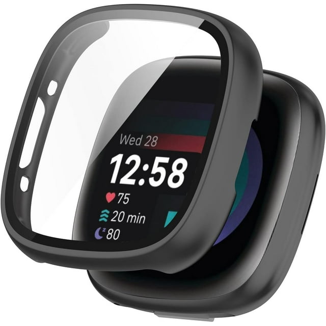 GFDYREE Compatible avec Fitbit Versa 4 / Sense 2 Case, Protecteur d'Écran à Couverture Complète avec Verre Trempé, Étui de Protection Rigide en PC, Pare-Chocs Anti-Rayures pour Montre Intelligente Versa 4 / Sense 2