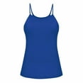 thumbnail image 5 of HAOTAGS Women's Ribbed Tank Top with Built in Bra Spaghetti Strap Tank Top Casual Yoga Padded Undershirts Blue Size M, 5 of 5