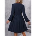 thumbnail image 5 of Women V-Neck Dot Jacquard Spring And Autumn Long-Sleeved A-Shaped Waist Puff Sleeve Dress, 5 of 5