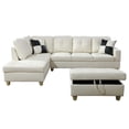 thumbnail image 3 of Momspeace Living Room Sectional Couch with Storage Ottoman, Modern PU Leather L-Shaped Sofa Couch Set - White, 3 of 7