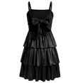 thumbnail image 2 of IBTOM CASTLE Teen Girl Glitter Ruffle Metallic Adjustable Spaghetti Straps Dress Square Neck Tiered Hemline Tween Pageant Homecoming Graduation Prom Outfits Junior Formal Easter Dress Black, 2 of 7
