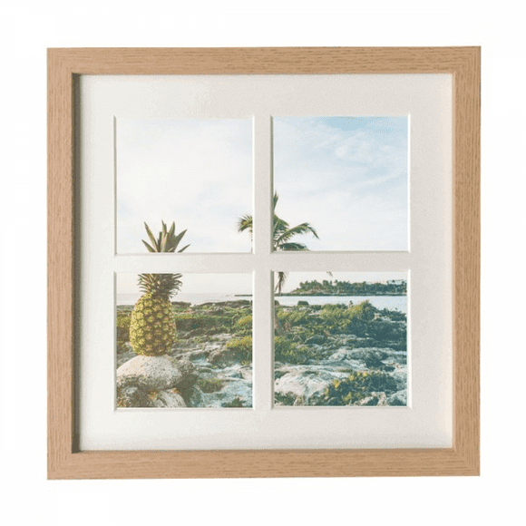 Ocean Sand Beach PineFruit Tree Sea Frame Wall Tabletop Display 4 Openings Picture